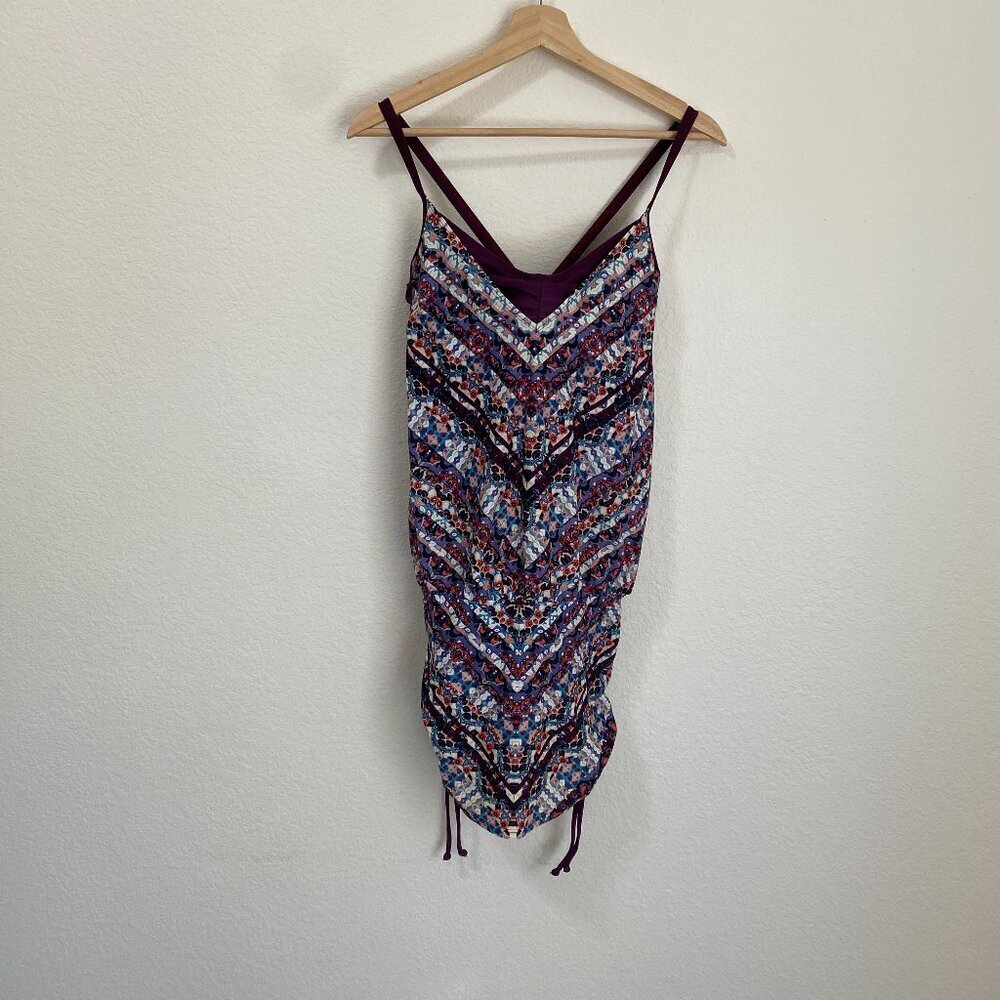 Athleta Marrakesh Side Scrunch Tankini Swim Top Size 34 D/DD Purple - Picture 3 of 8